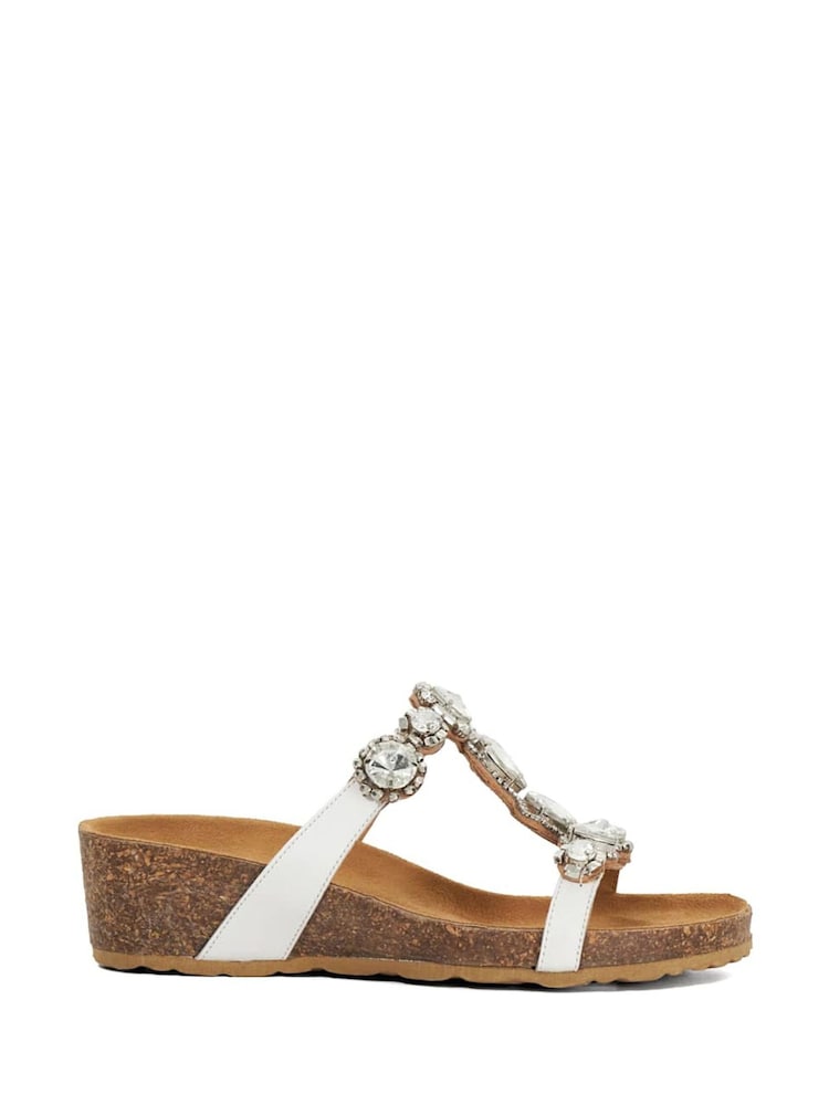 Dune London White Kristan Multi Gem Strap Wedge - Image 1 of 5