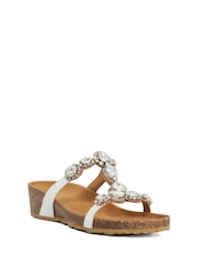 Dune London White Kristan Multi Gem Strap Wedge - Image 2 of 5