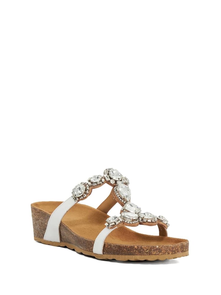 Dune London White Kristan Multi Gem Strap Wedge - Image 2 of 5