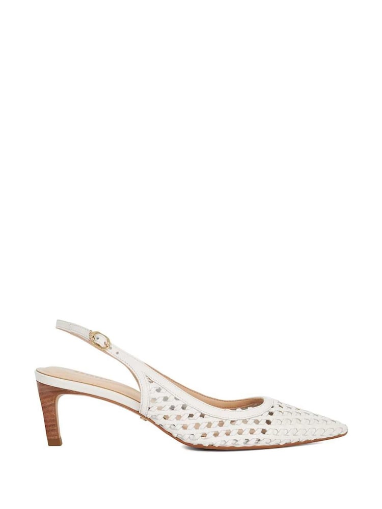 Weiß - Dune London Divided Weave Kitten Slingback Shoes - Bild 2 von 6 Weiß - Dune London Divided Weave Kitten Slingback Shoes - Bild 2 von 6
