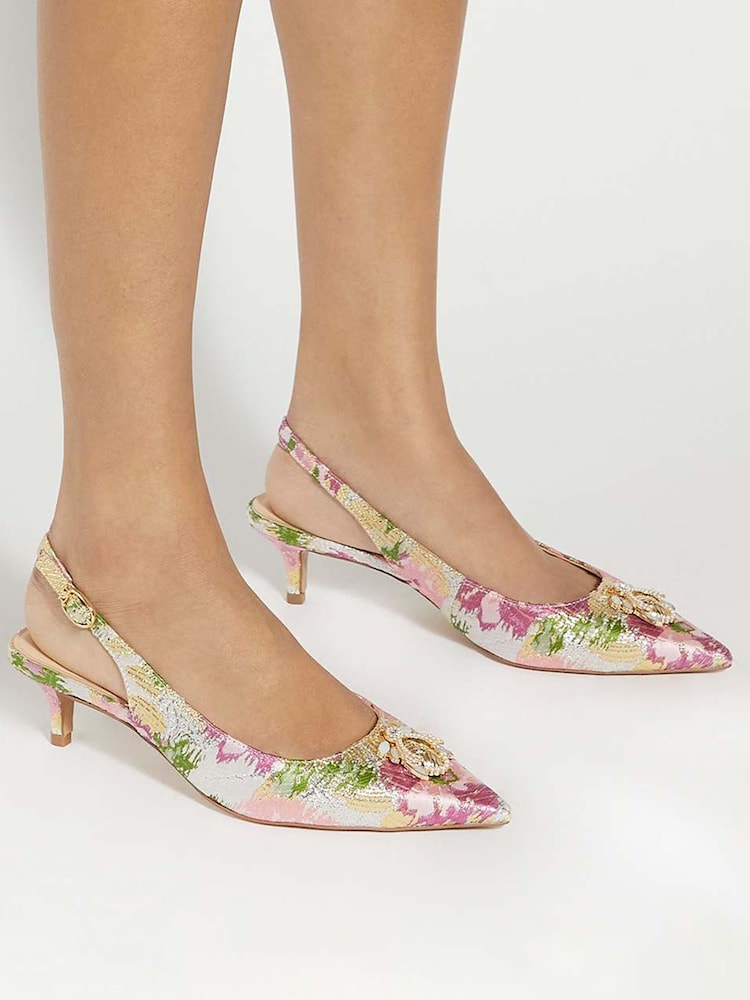 Dune London Pink Light Contact Branded Block Slingback Court Heels - Image 1 of 6