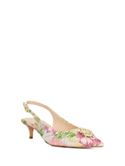 Dune London Pink Light Contact Branded Block Slingback Court Heels - Image 3 of 6