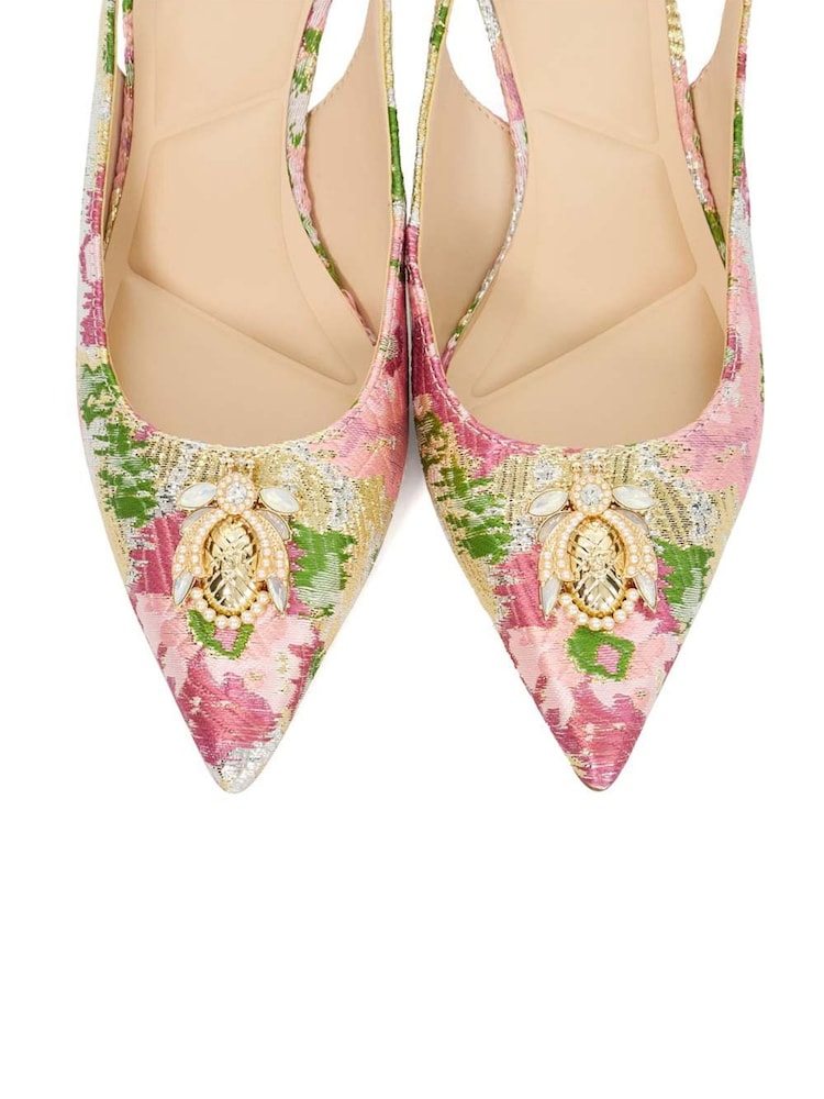 Dune London Pink Light Contact Branded Block Slingback Court Heels - Image 6 of 6