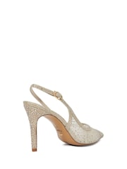 Dune London Gold Compassionate Metalised Fibre Kitten Sling Back Heels - Image 4 of 6