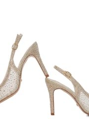 Dune London Gold Compassionate Metalised Fibre Kitten Sling Back Heels - Image 6 of 6
