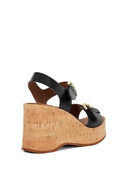 Dune London Black Kamia Strap Buckle Wedge Heel Sandals - Image 3 of 6