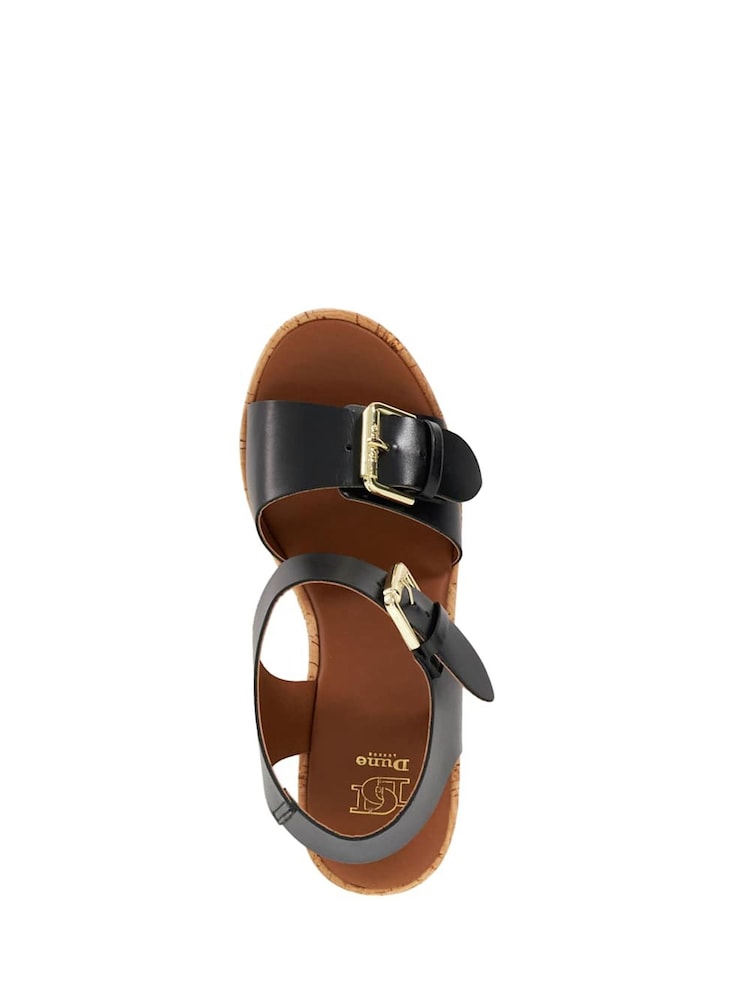 Dune London Black Kamia Strap Buckle Wedge Heel Sandals - Image 4 of 6