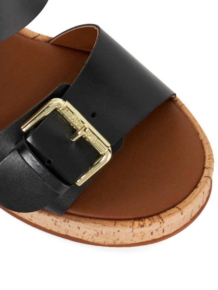 Dune London Black Kamia Strap Buckle Wedge Heel Sandals - Image 5 of 6