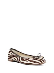 Dune London Animal Light Standard Fit Hallo Charm Trim Leather Ballet Shoes - Image 2 of 5