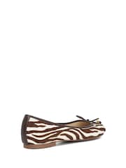 Dune London Animal Light Standard Fit Hallo Charm Trim Leather Ballet Shoes - Image 3 of 5