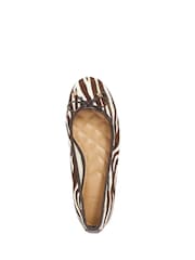 Dune London Animal Light Standard Fit Hallo Charm Trim Leather Ballet Shoes - Image 4 of 5