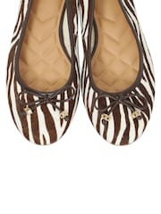Dune London Animal Light Standard Fit Hallo Charm Trim Leather Ballet Shoes - Image 5 of 5