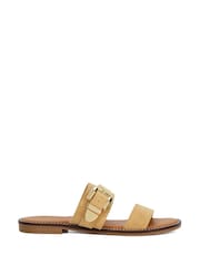 Dune London Cream Lawe Western Buckle Flat Sandals - Image 2 of 6