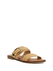Dune London Cream Lawe Western Buckle Flat Sandals - Image 3 of 6