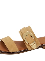 Dune London Cream Lawe Western Buckle Flat Sandals - Image 6 of 6