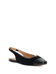 črna - Dune London Hanna Slingback ojačana konica; kapica čevlji s plosko peto/brez pete čevlji - Slika 2 iz 6