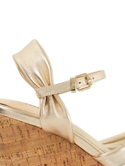 Dune London Gold Kander Knotted Wedge Sandals - Image 5 of 6