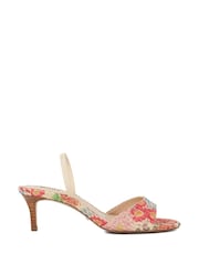 Dune London Natural Suede Medalines Slingback Kitten Heel Sandals - Image 1 of 6
