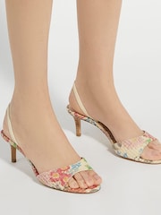 Dune London Natural Suede Medalines Slingback Kitten Heel Sandals - Image 6 of 6