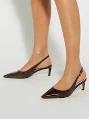 Dune London tan Brown Celinna Set Back Kitten Slingback Shoes - Image 1 of 6