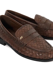 Dune London Brown Ginello Woven Penny Loafers - Image 5 of 6