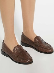 Dune London Brown Ginello Woven Penny Loafers - Image 6 of 6