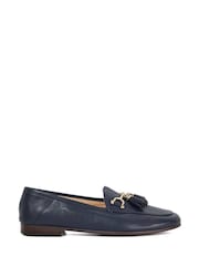Dune London Navy Blue Standard Fit Flexible Sole Graysons Tassel Leather Loafers - Image 2 of 6