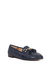 Dune London Navy Blue Standard Fit Flexible Sole Graysons Tassel Leather Loafers - Image 3 of 6