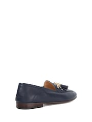 Dune London Navy Blue Standard Fit Flexible Sole Graysons Tassel Leather Loafers - Image 4 of 6