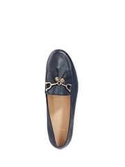 Dune London Navy Blue Standard Fit Flexible Sole Graysons Tassel Leather Loafers - Image 5 of 6