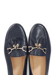 Dune London Navy Blue Standard Fit Flexible Sole Graysons Tassel Leather Loafers - Image 6 of 6