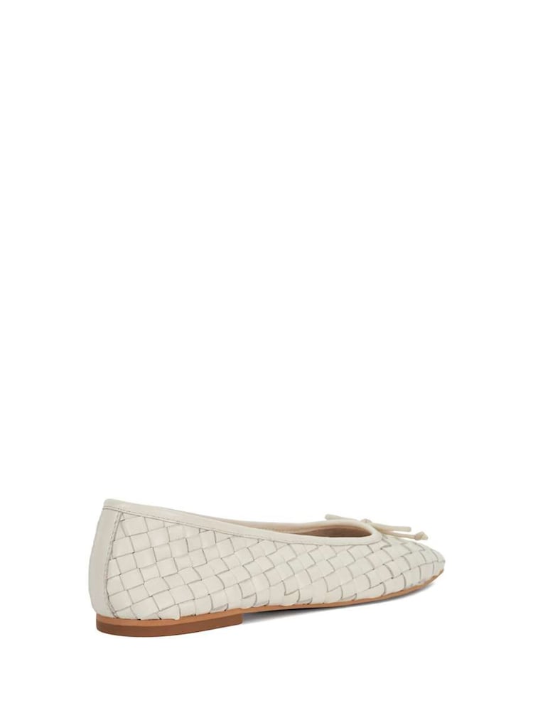 Dune London Cream Heat Woven Ballerina Shoes - Image 4 of 6
