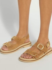 Dune London Cream Luckles Triple Buckle Chunky Sandals - Image 6 of 6