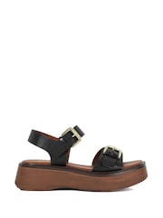 Dune London Black Luno Buckle Flatform Sandals - Image 1 of 6
