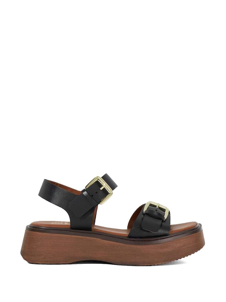 Dune London Black Luno Buckle Flatform Sandals - Image 1 of 6