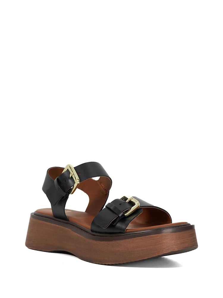 Dune London Black Luno Buckle Flatform Sandals - Image 2 of 6