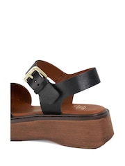 Dune London Black Luno Buckle Flatform Sandals - Image 5 of 6