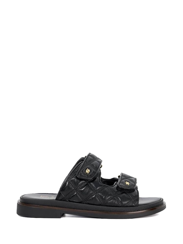 Dune London Black Lottais Quilt Backless Sliders - Image 1 of 6