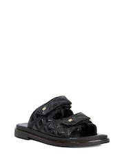 Dune London Black Lottais Quilt Backless Sliders - Image 2 of 6