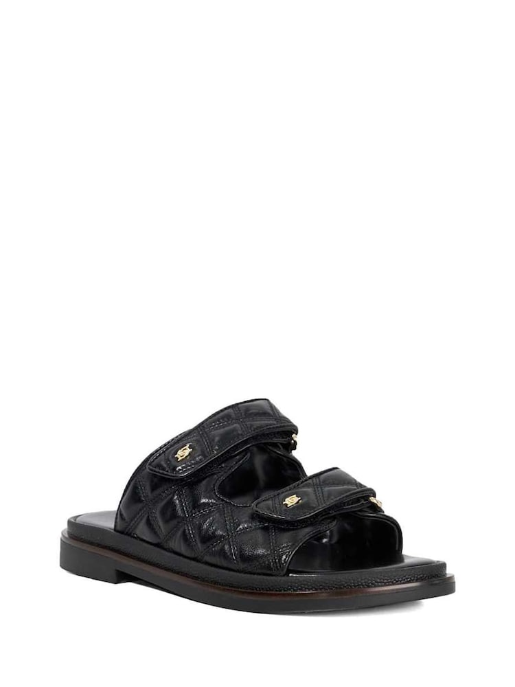 Dune London Black Lottais Quilt Backless Sliders - Image 2 of 6