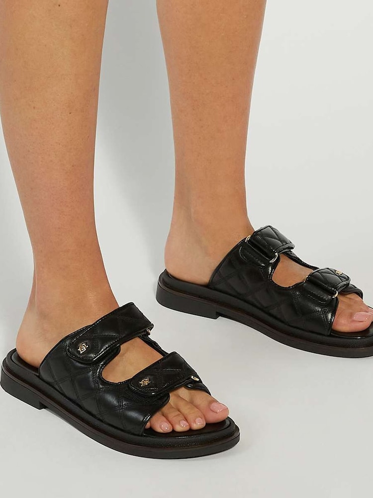 Dune London Black Lottais Quilt Backless Sliders - Image 6 of 6