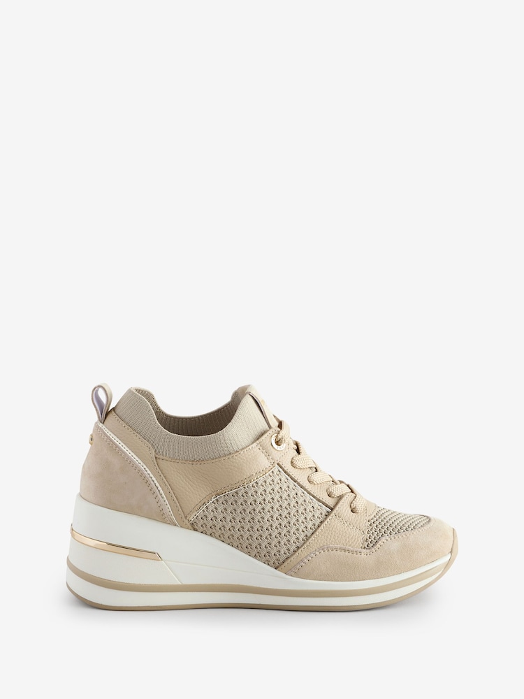 Crema - Zapatillas de deporte con cuña y cremallera lateral Eiline de Dune London - Imagen 2 de 2 Crema - Zapatillas de deporte con cuña y cremallera lateral Eiline de Dune London - Imagen 2 de 2
