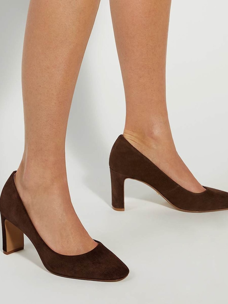 Dune London Brown Arriving Comfort Mid Block Heel Shoes - Image 6 of 6