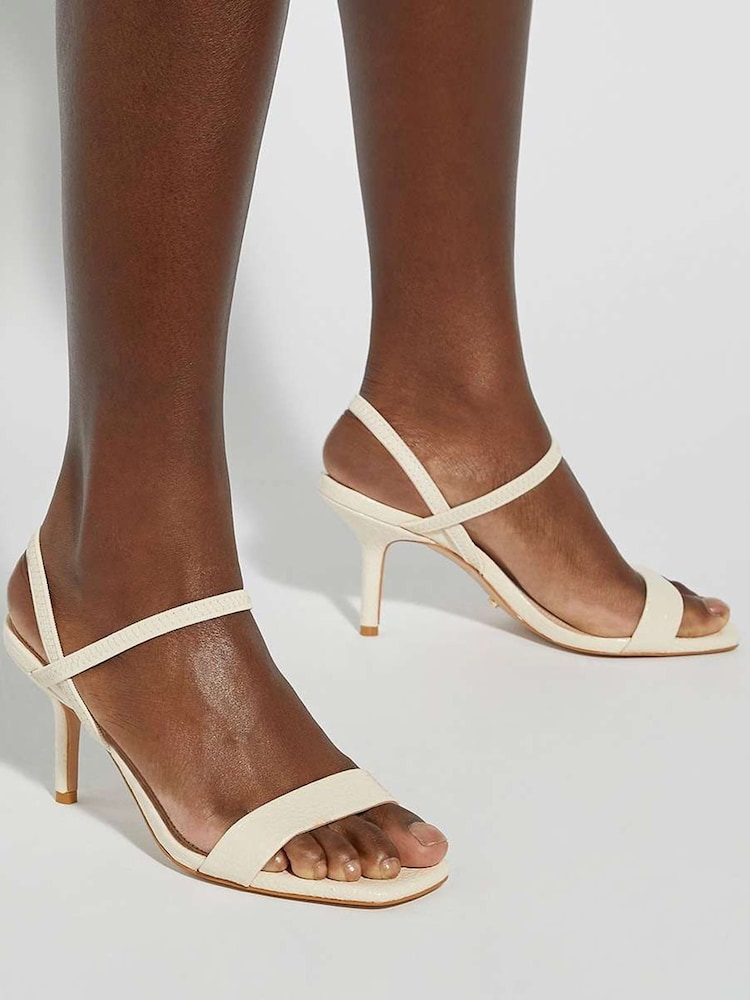 Dune London Cream Methodical Elastic Square Toe Sandals Heels - Image 1 of 6