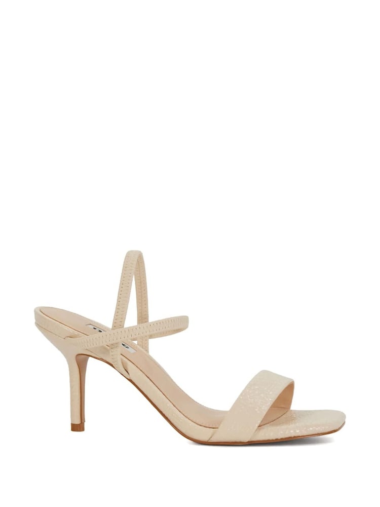 Dune London Cream Methodical Elastic Square Toe Sandals Heels - Image 2 of 6