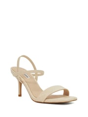 Dune London Cream Methodical Elastic Square Toe Sandals Heels - Image 3 of 6