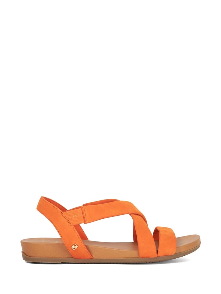 Dune London Orange Standard Fit Landies Cross Strap Comfort Flat Sandals - Image 1 of 6 Dune London Orange Standard Fit Landies Cross Strap Comfort Flat Sandals - Image 1 of 6