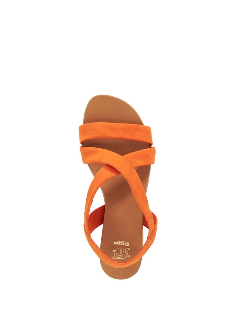 Dune London Orange Standard Fit Landies Cross Strap Comfort Flat Sandals - Image 4 of 6