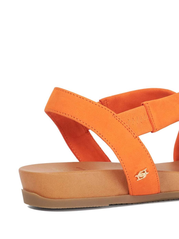 Dune London Orange Standard Fit Landies Cross Strap Comfort Flat Sandals - Image 5 of 6