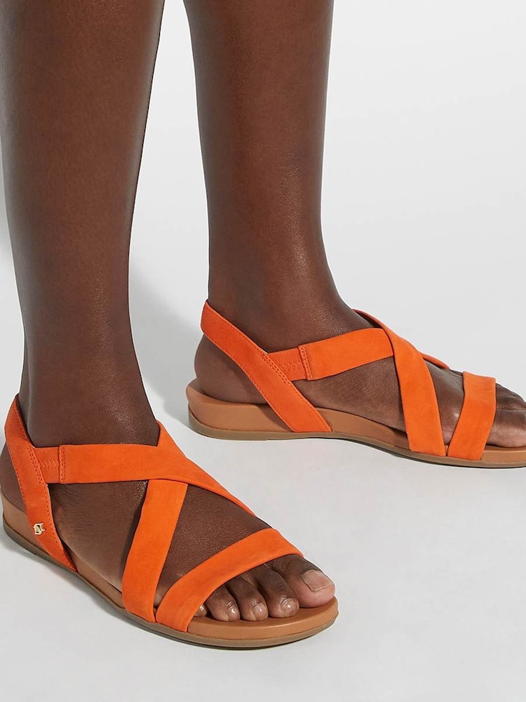 Dune London Orange Standard Fit Landies Cross Strap Comfort Flat Sandals - Image 6 of 6 Dune London Orange Standard Fit Landies Cross Strap Comfort Flat Sandals - Image 6 of 6